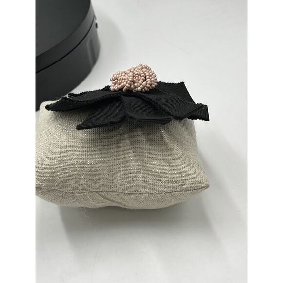 Chanel Authenticated COA Round Black Ribbon Pink Seed Bead Accent Rare Brooch - Picture 5 of 12